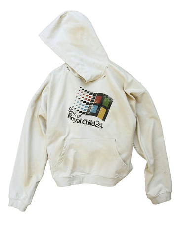 BIRTH OF ROYAL CHILD “WINDOWS24“ RETRO DISTRESSED HOODIE