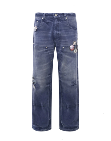 BIRTH OF ROYAL CHILD 1920S VINTAGE BLUE PIN EMBLEM WORKWEAR TROUSERS
