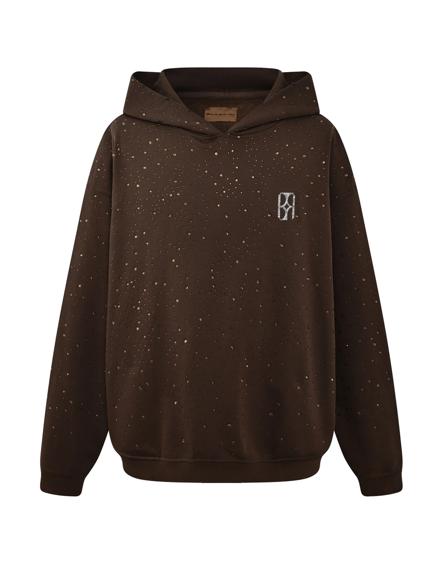 BIRTH OF ROYAL CHILD STARRY SKY DIAMOND HOODIE IN BROWN