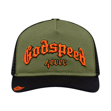 Godspeed GS Forever Trucker Hat (Olive/Orange)