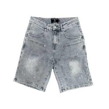 Mixed Emotion Paisley Denim Blue Shorts