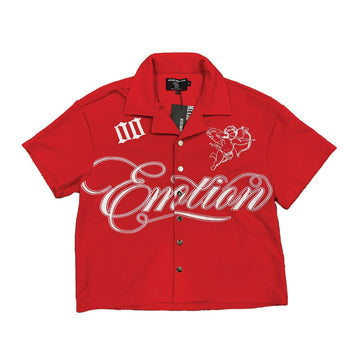 Mixed Emotion Red Signature Button Up