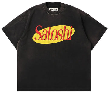 Satoshi Nakamoto Sitcom Tee In Washed Black